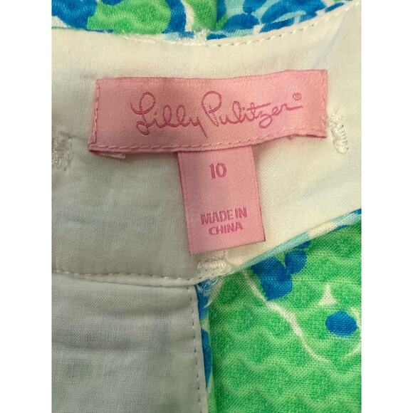 Lilly Pulitzer Trudy Go Go Green Northeast Hahbah Lace Trim Shift Dress Size 10 - Picture 3 of 8